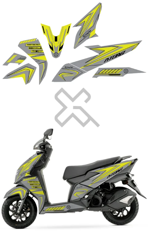 Cross Lemon Edition Full Body Sticker Compatible with Ntorq 125 | Printed In Premium Matte Vinyl With FPF (Fade Protection Film), Water Proof, Precut Sticker, Pack Of 1 Compatible with Both Side